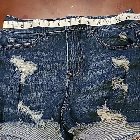 SO Brand Stretch Denim Distressed Shorts High Rise Shortie 5/27 - Picture 8 of 9